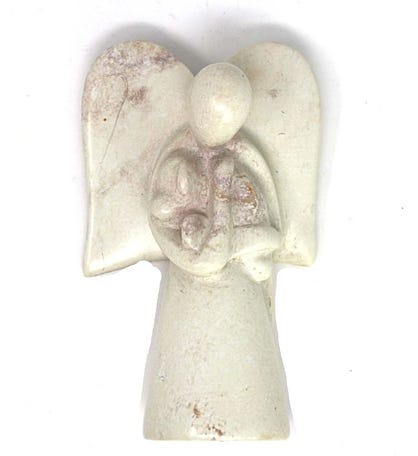 Angel Holding Beloved Dog Soapstone Sculpture